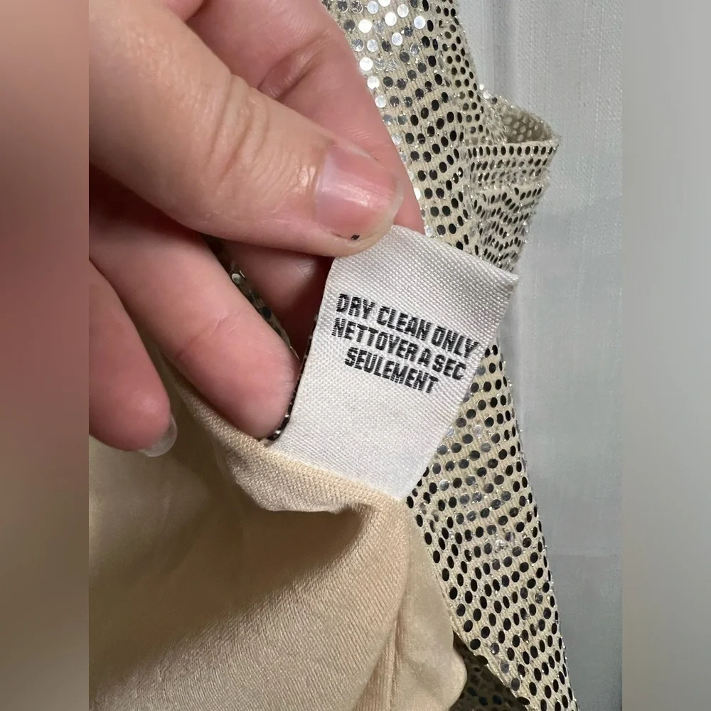 C by One Silver Sequined 3/4 Sleeve Long Line Blazer XS - Picture 9 of 10